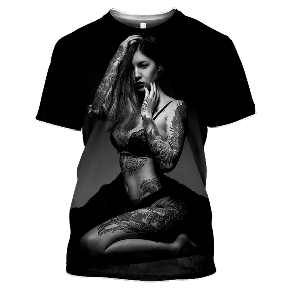 

2021 new 3D printing men's and women's sexy goddess T-shirt men's fashion casual streetwear hip-hop O-neck T-shirt clothing