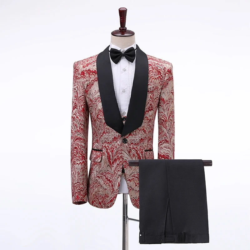 

2020 Elegant Designs Formal Floral Men Suits Groom Tuxedo For Men Slim Fit 3 Pieces Blazer Wedding Suits For Men Bridegroom