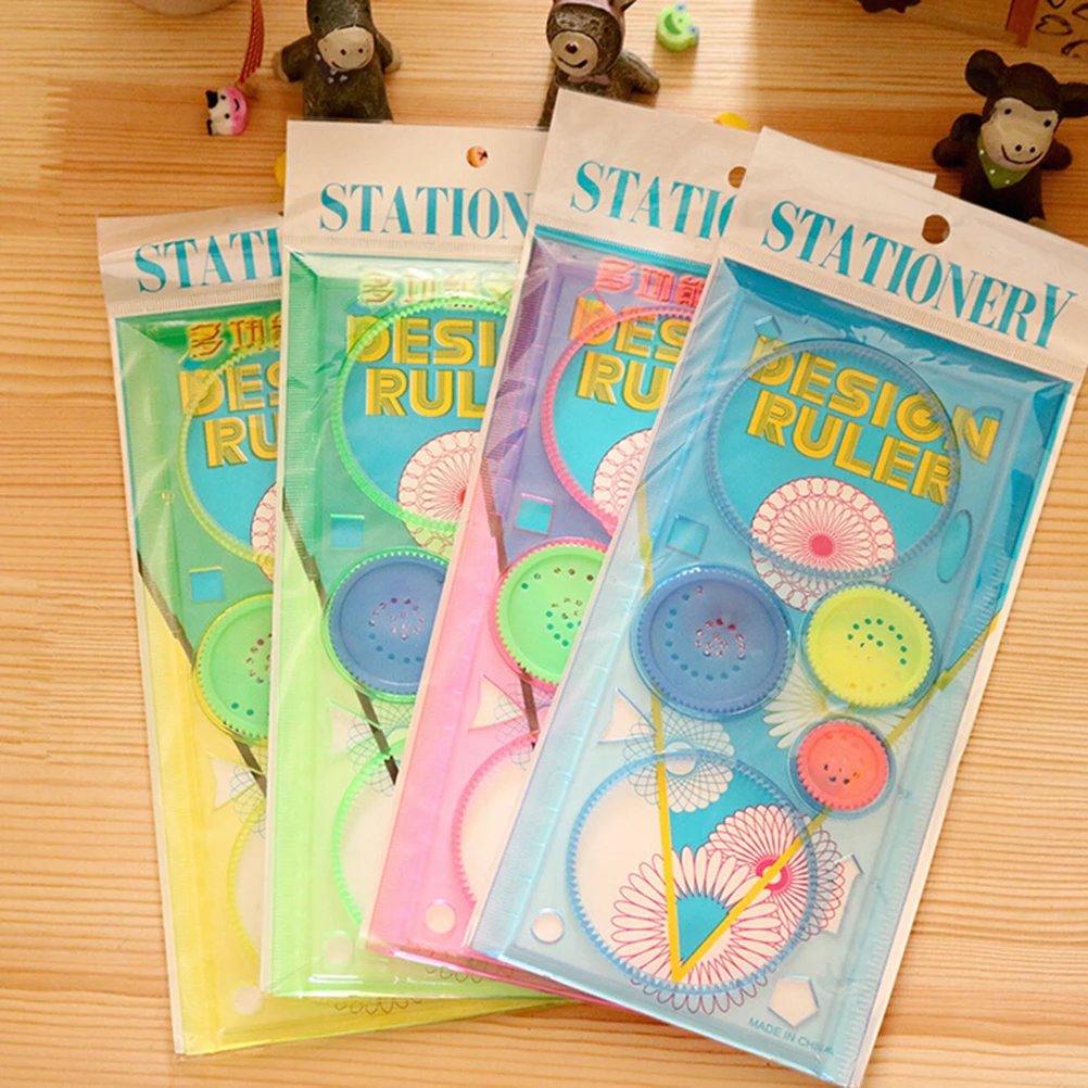 

20cm Ruler Plastic Template Green Multifunctional Spirograph Geometric Ruler Drafting Tools Stationery Students Office Supplies