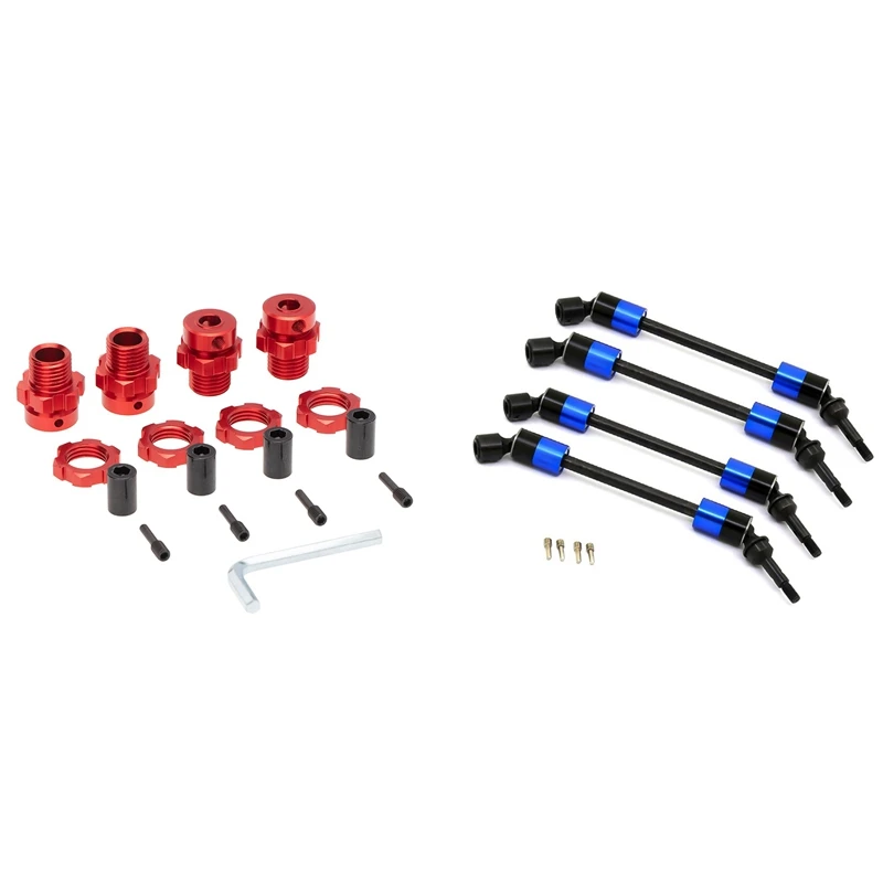 

4Pcs 17mm Hex Nut Adapter Splined Wheel Hubs with 4Pcs Joint Drive Shaft Axle for Traxxas 1/10 E-Revo Summit RC Car