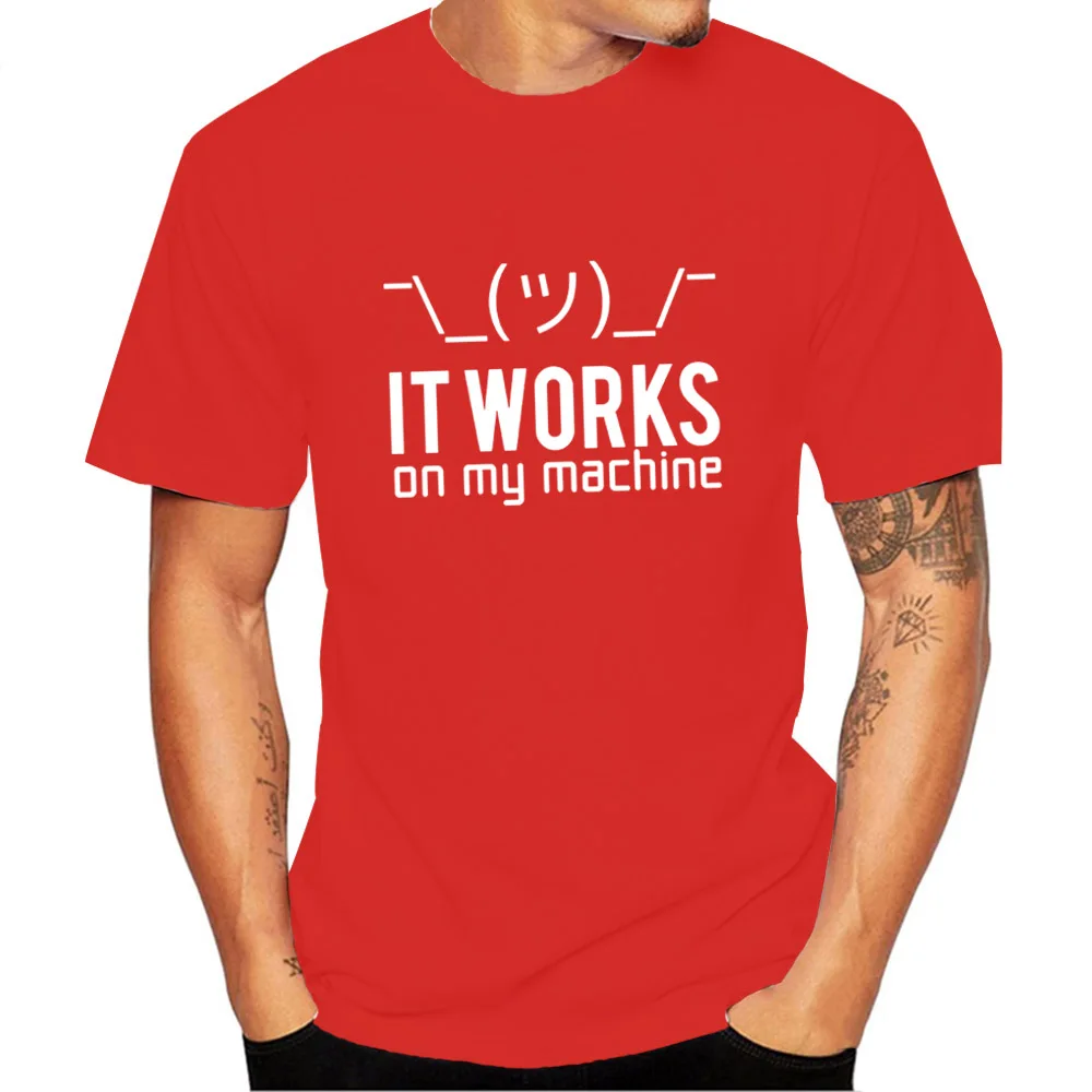 Men's Funny Geek T-Shirt - It Works on My Machine Short Sleeve O-Neck Programmer Tee - Casual Summer Graphic Tops image 4