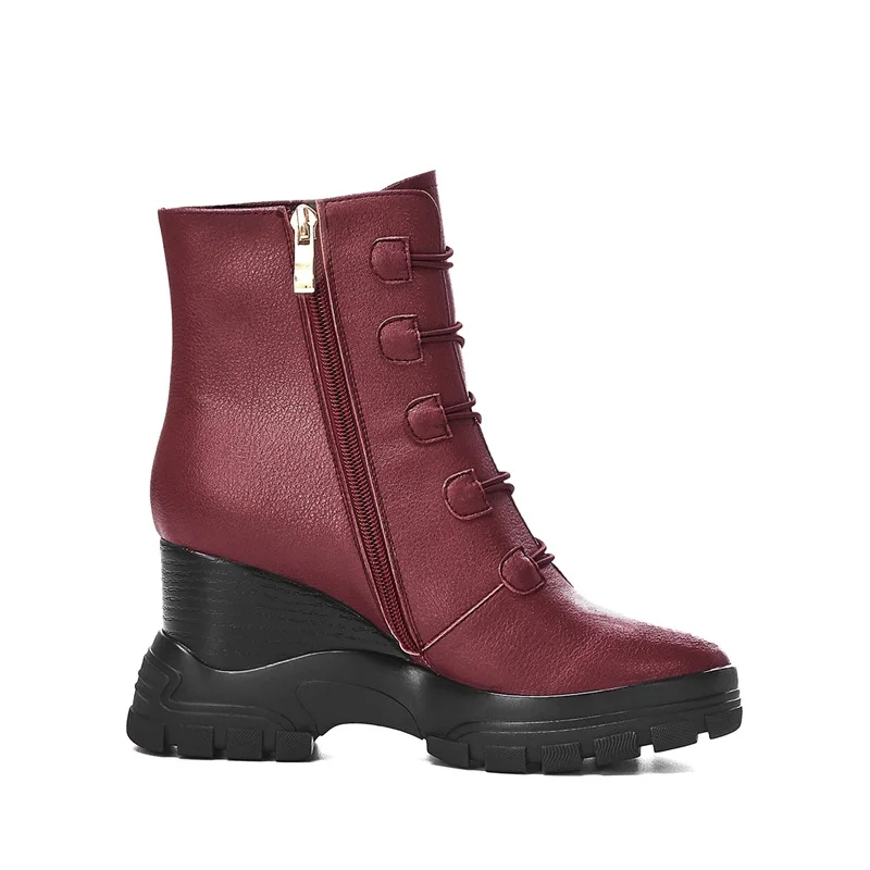 

ZVQ Winter New Fashion Sexy Ankle Boots Outside High Heels Zipper Round Toe Handmade Genuine Leather Women Shoes Drop Shipping