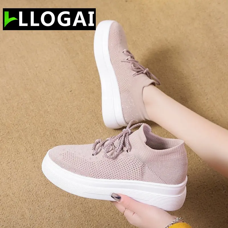 

2021 New Fashion Mesh Breathable Casual Shoes Lightweight Walking Mesh Platform Sneakers Women Spring Flat Heel Zapato Mujer