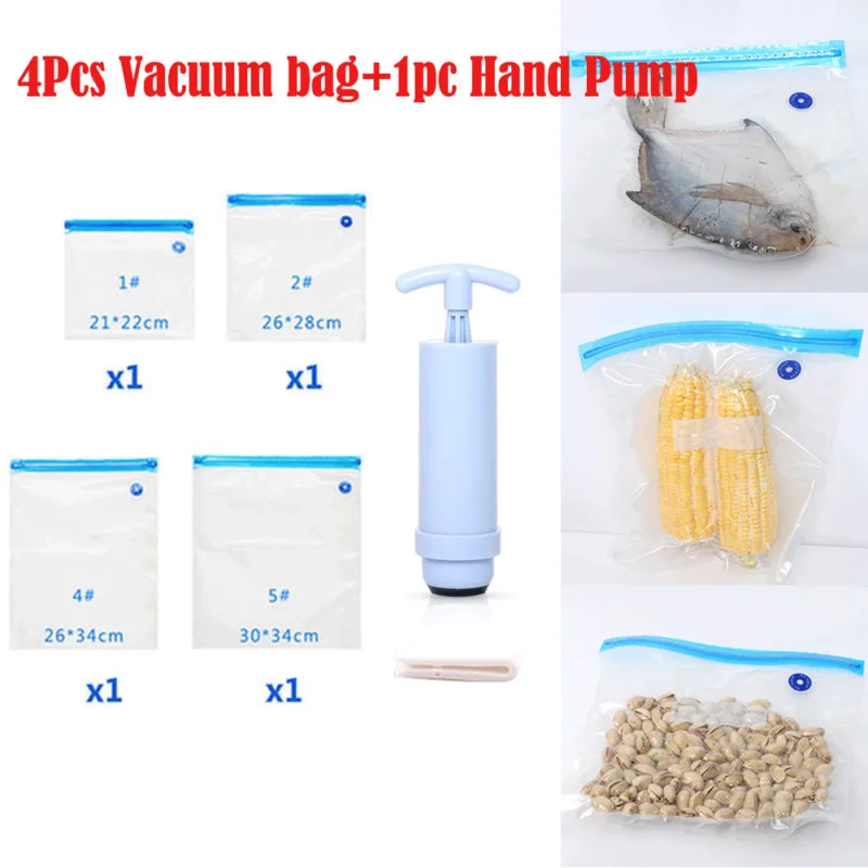 5 шт. многоразовые мешки Ziplock Vacuum Seal хранения пакет насоса с зубчатой передачей
