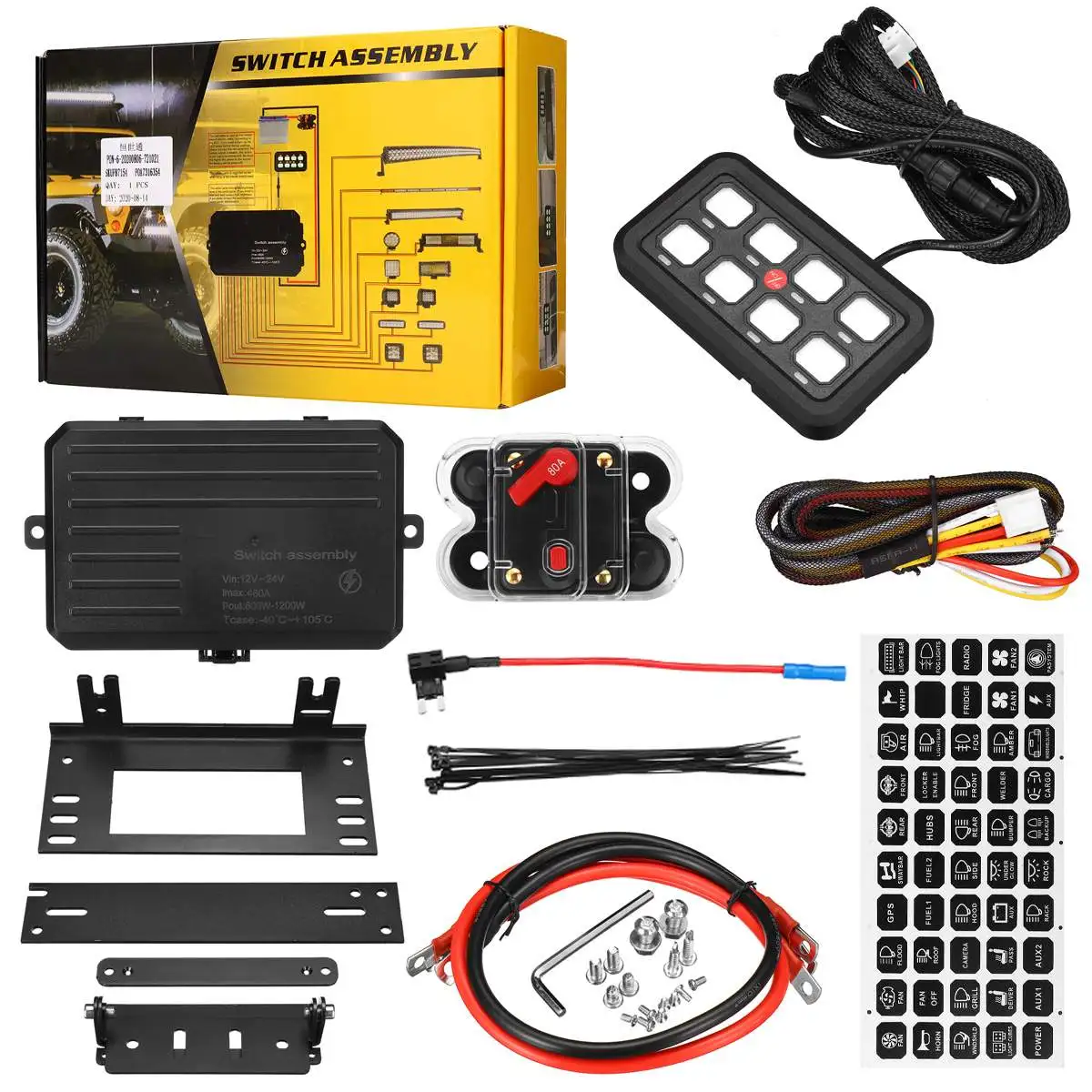 

8 Gang LED Switch Button Panel Kit Universal Relays System Touch Circuit Control Panel for Car Truck Caravan Boat UTV ATV SUV