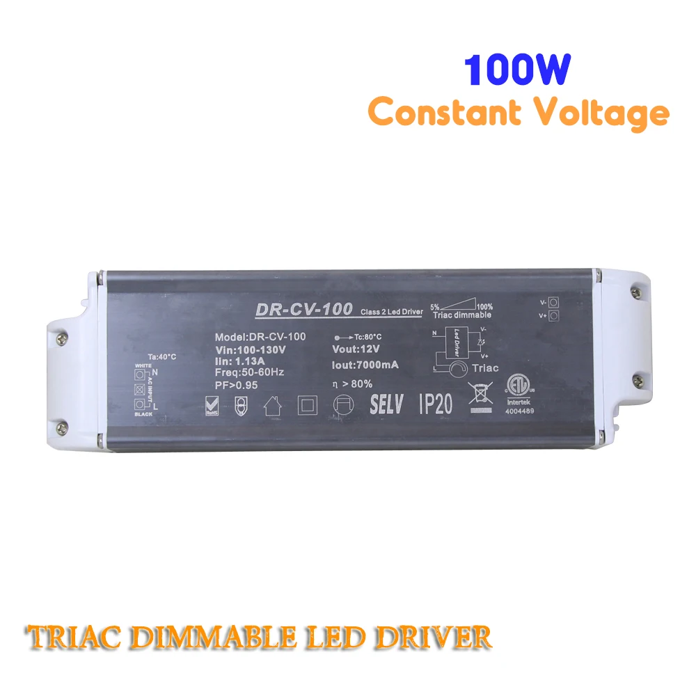 12V/24V 100W Постоянный Напряжение ТРИАК Диммируемый СИД драйвер затемнения Питание