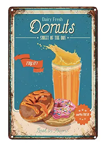 Винтажный метельный знак-магазин фаст-фуда Ретро жестяной декоративный знак