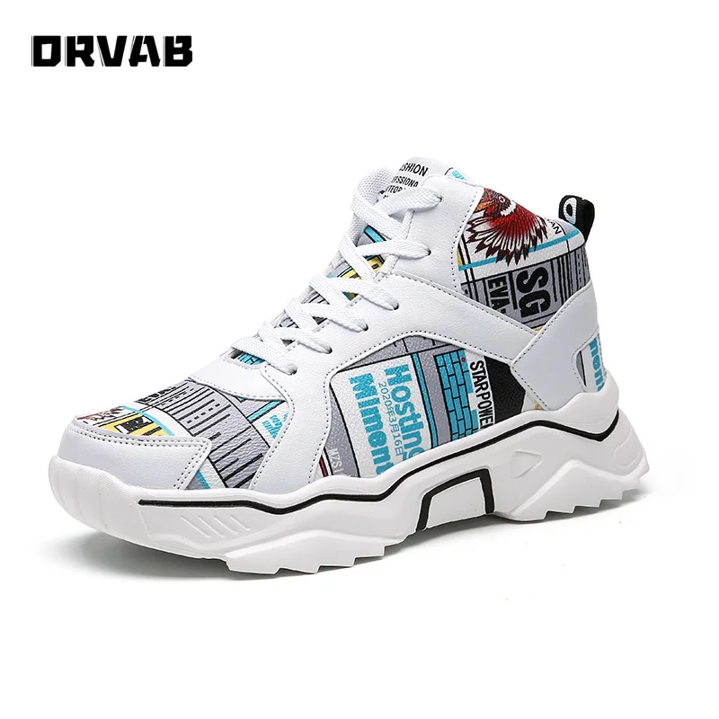 

Plus Size 35-44 High Platform Sneaker Shoes Woman Microfiber Lac-Up Women Casual Shoes Thick Soles Dad Shoes High Top Sneaker