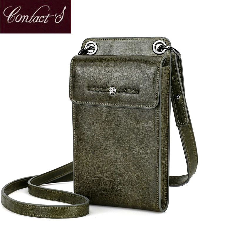 

Contact'S Genuine Leather Fashion Shoulder Bag For Women Small Flap Cellphone Bag Crossbody Bags Phone Purse Bags Handbag