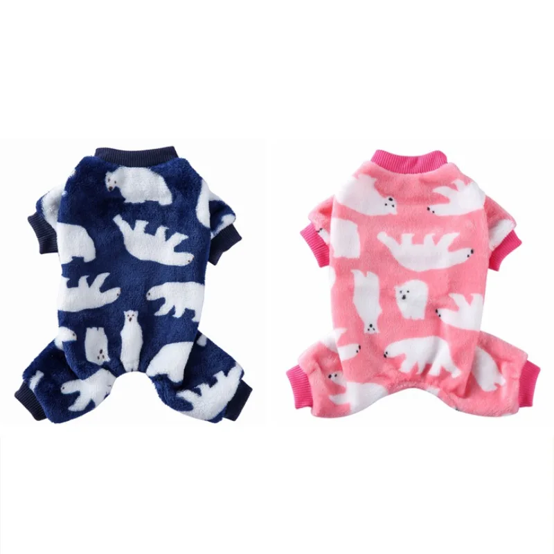 Комбинезоны для собак зимняя модная Пижама с милым белым медведем ткань удобная