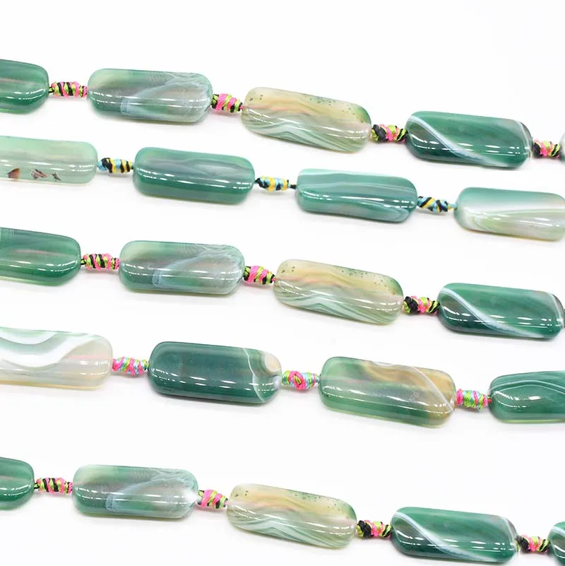 2 шт./лот с ультратонкой оправой 37 мм натуральный зеленый прямоугольник агатов гладкие каменные бусы для женщин 