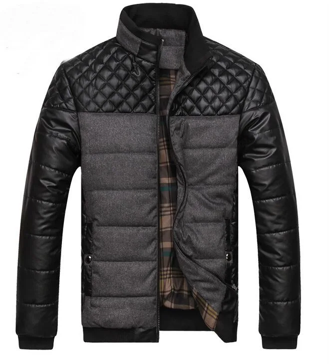 Мужские Зимние Теплые Куртки из искусственной кожи сезон зима-весна Толстые