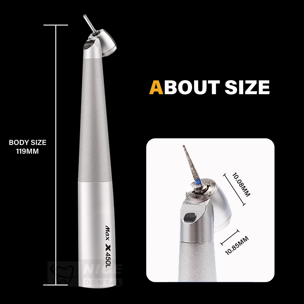 Dental 45 Degree Kavo Type Mini Head High Speed Handpiece Fiber Optic LED Coupling Air Turbine Hand Piece X450L