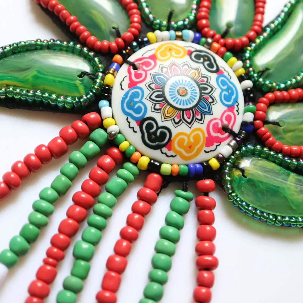 Fashion folk tassel beaded Patches for Clothing Rhinestone sequins floral parche ropa Appliques Decoration Badge | Дом и сад