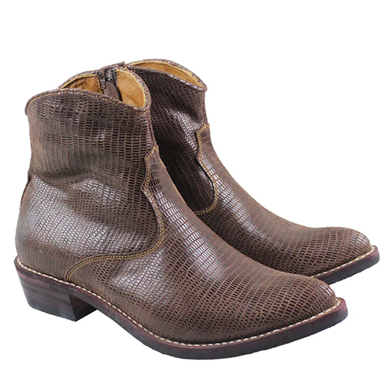 Мужские ботинки ручной работы коричневые рабочие из натуральной воловьей кожи