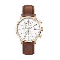 mens gift high quality mens watches luxury original leather watchband water resistance quartz klas brand