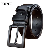 hidup mens top quality new design solid cowskin men cow genuine leather belts cowhide black pin buckle metal belts jean nwj721