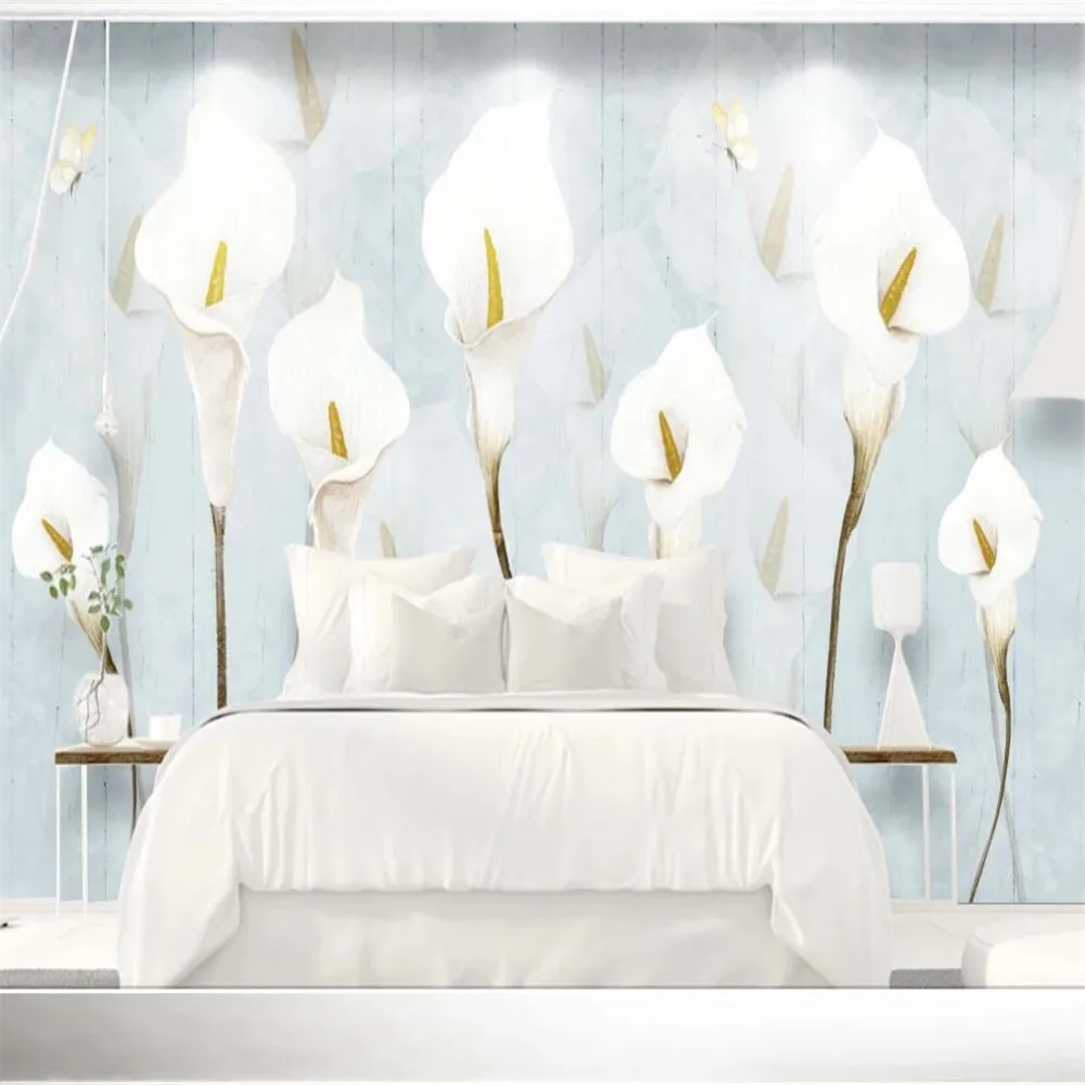 

Milofi custom 3D wallpaper mural modern minimalist pastoral calla lily flower used for living room bedroom background wall decor