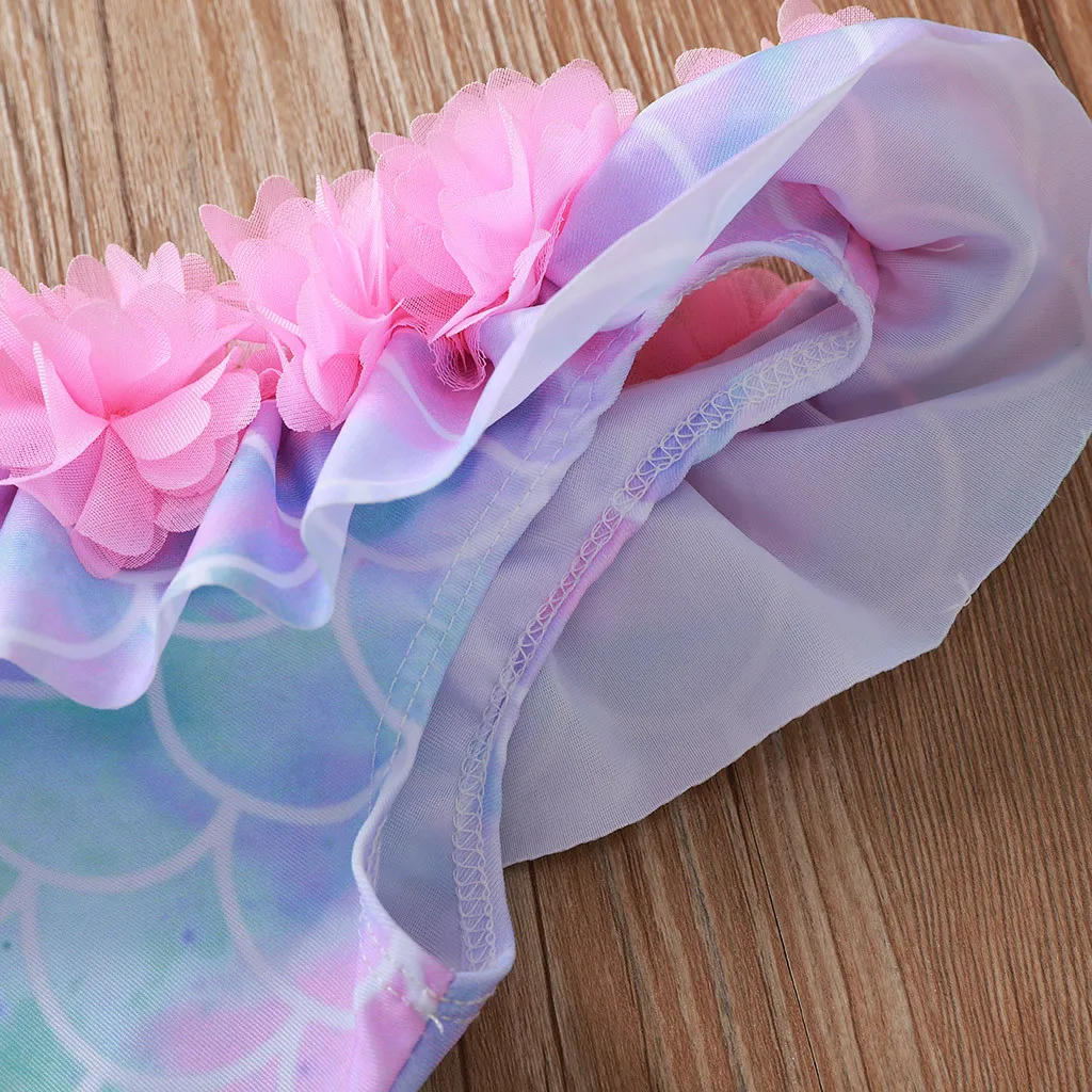 Купальник бикини с цветочным принтом для маленьких девочек|Купальные костюмы| |