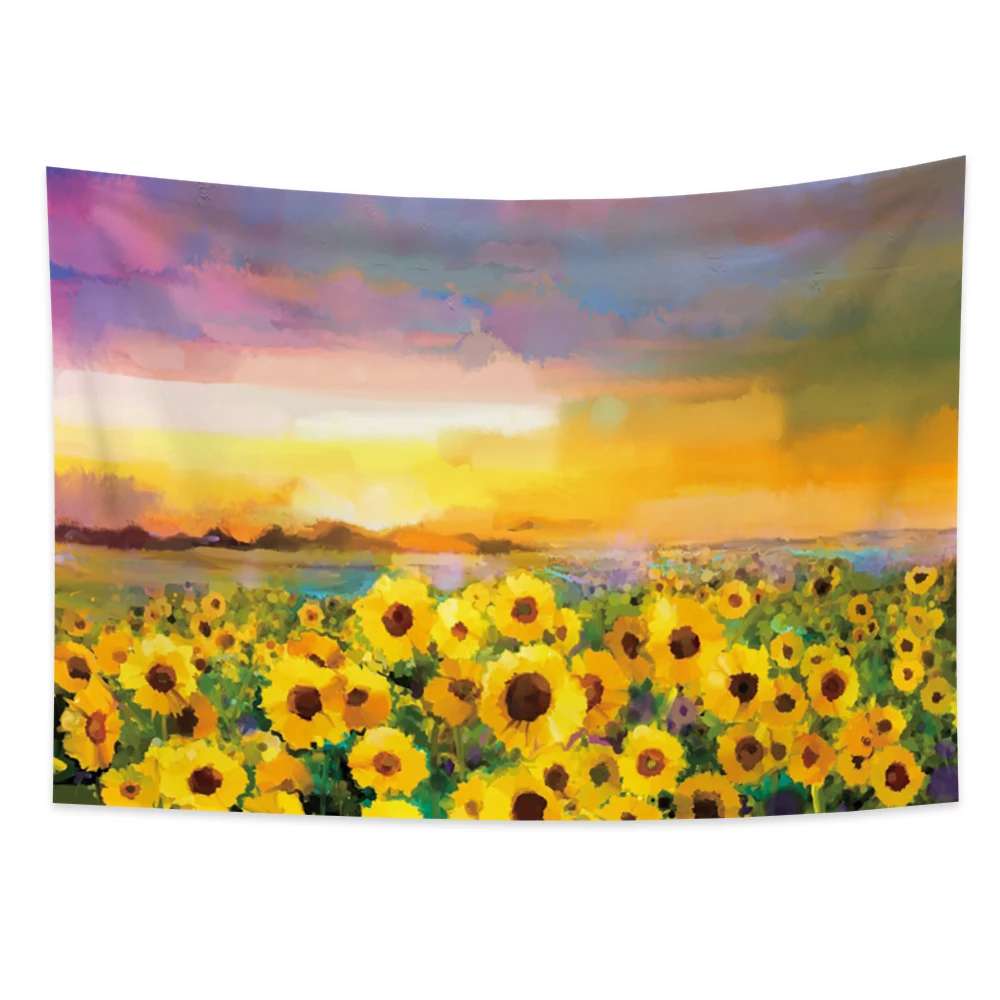 

Sunflower tapestry painting wall hanging flower landscape tapestry dormitory decoration digital printing big tapestry