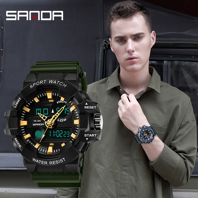 

SANDA manufacturer sports electronic watch youth luminous waterproof multifunctional men's fashion trendy watch orologio uomo