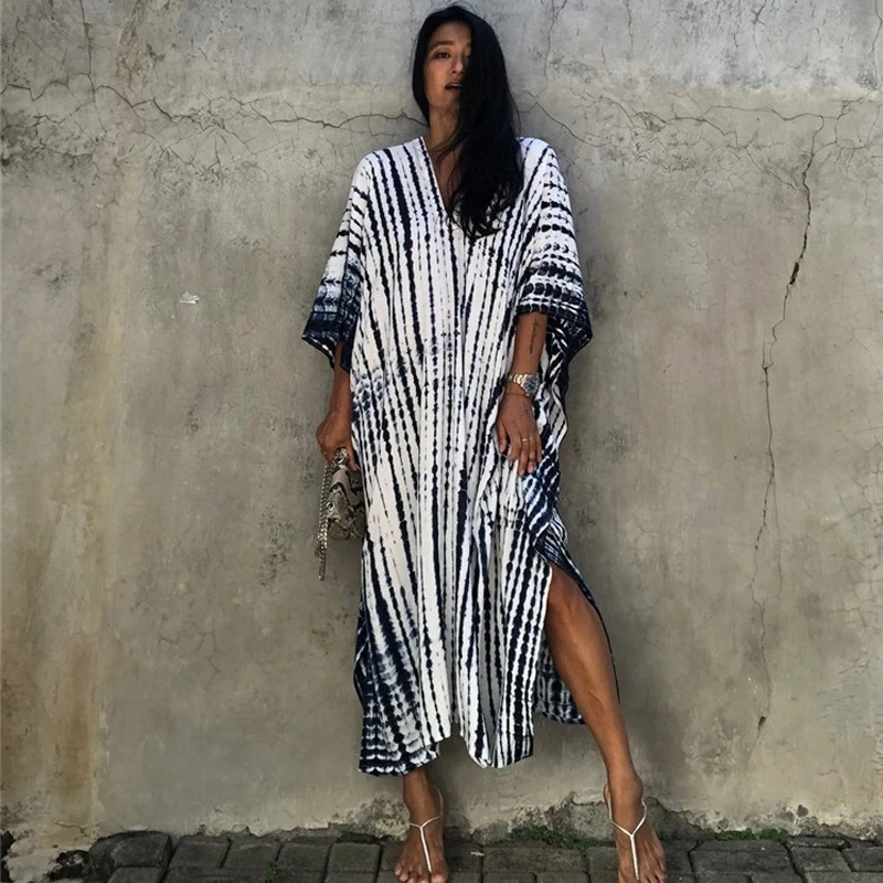 Свободное длинное платье Caftan в пляжном стиле модное повседневное богемное макси