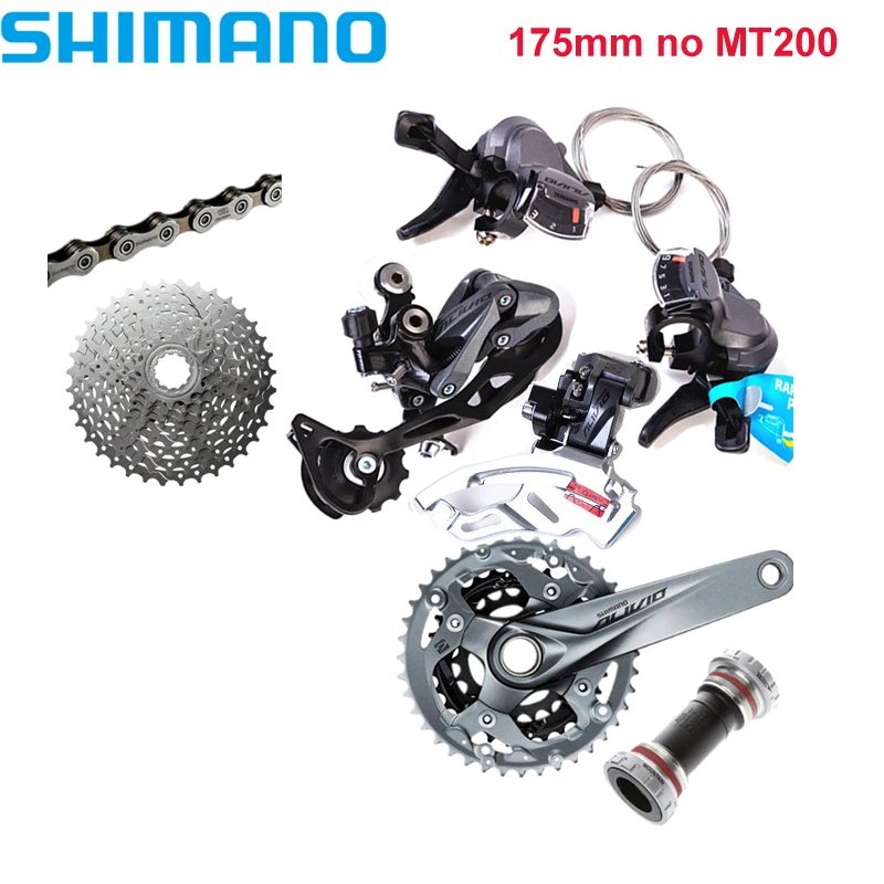 175mm no MT200 SHIMANO ALIVIO M4000 MTB велосипед группа набор M4050 3x9 Скорость Переключатель шатуны переключения FC-M4050 BB52 кассета с цепью MT200 - Цвет: 175mm no MT200