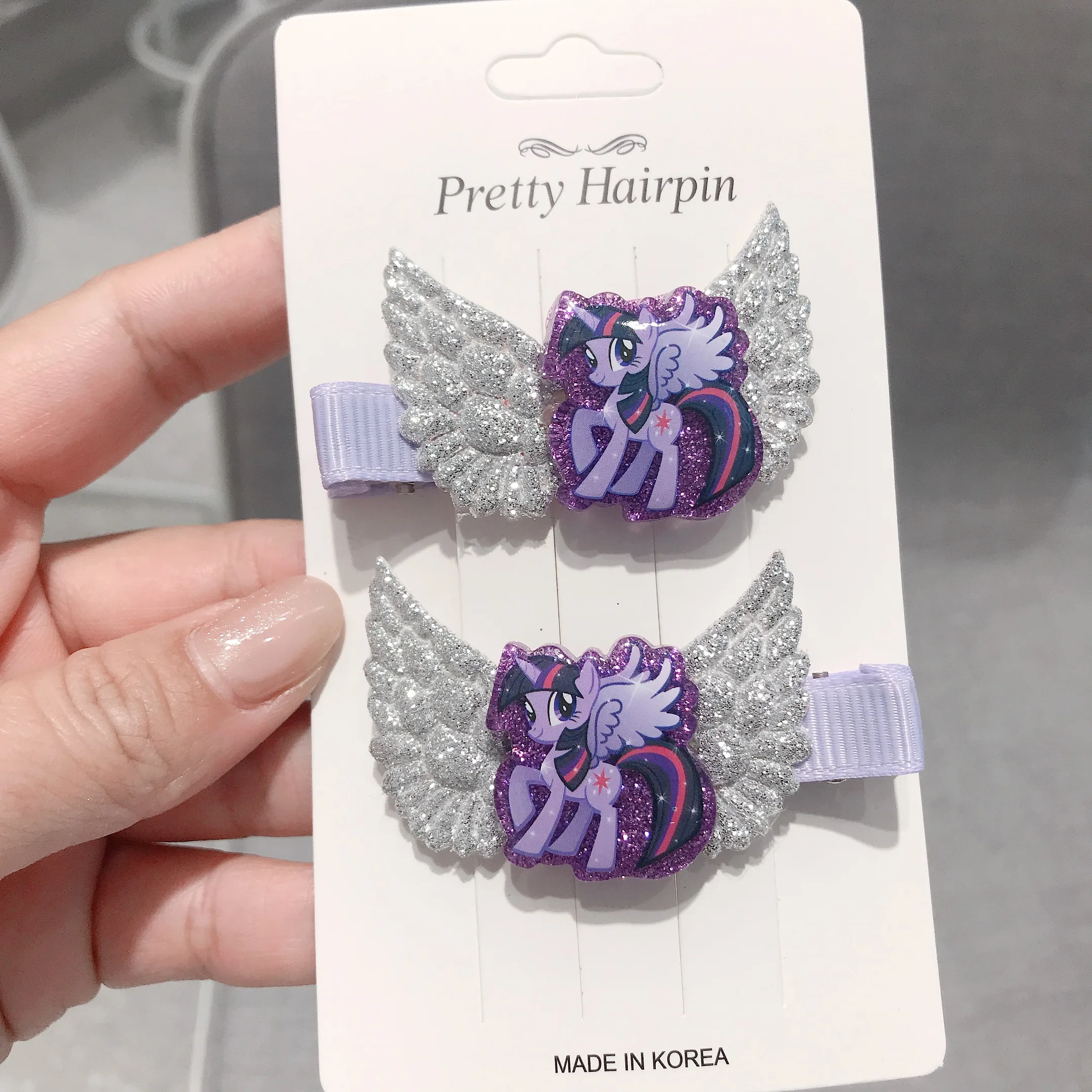 2 шт./лот заколка для волос пони Единорог полимерный головной убор блестящая