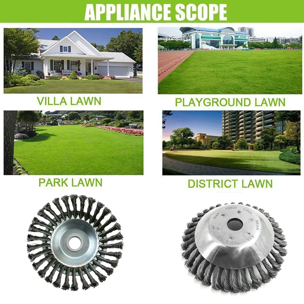 

Steel Wire Wheel Brush Grass Trimmer Head Lawn Mower Head grass Cleaning Tools For Garden Care Gardening Tool Accessories