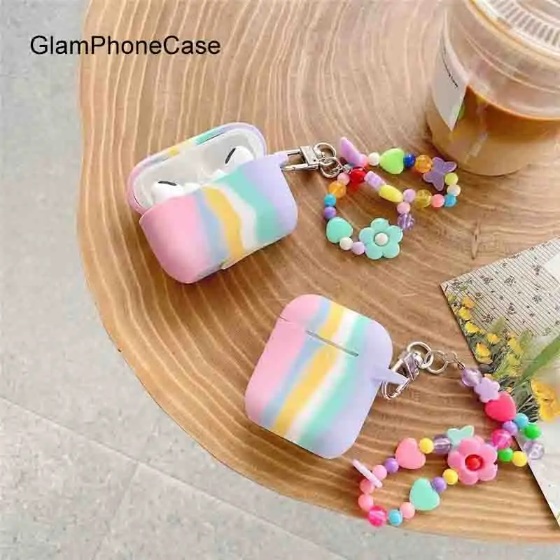 

GlamPhone чехол цветной цветок бисер цепь Airpods 1/ 2 Airpods pro Чехол
