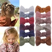 2 pcs petite knot linen hair bow clips toddler baby girl kids fully lined clips barrettes hairgrips small hair bow accessories