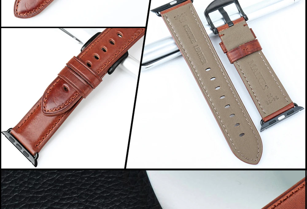 MAIKES из натуральной кожи ремешок для наручных часов для Apple Watch, версии 44 мм, 42 мм, 40 мм, 38 мм, версия 4/3/2/1 Для мужчин и Для женщин наручных часов iWatch, ремешок для часов