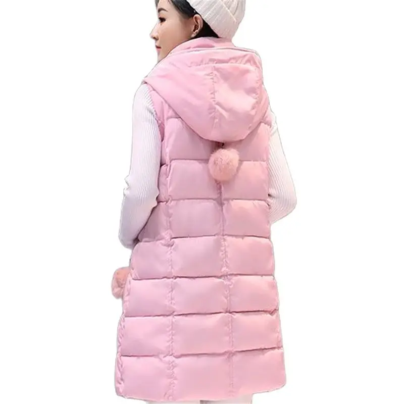 Женский зимний длинный пуховой жилет с капюшоном Размеры d|Жилеты и безрукавки| |