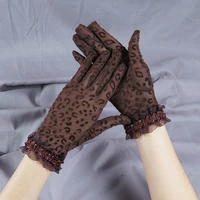 spring autumn lace gloves female leopard print sexy elegant outdoor tourism riding sunscreen clothes accessories womens apparel