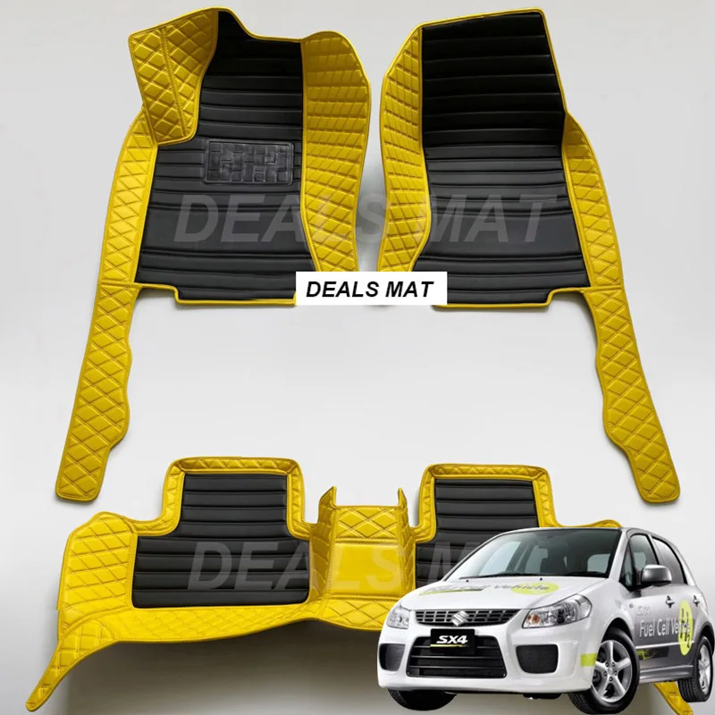 

Luxury Leather 3D interior Parts Custom Car Mat With Pockets Floor Carpet Rugs For Suzuki Sx4 2007 2008 2009 2010 accessories