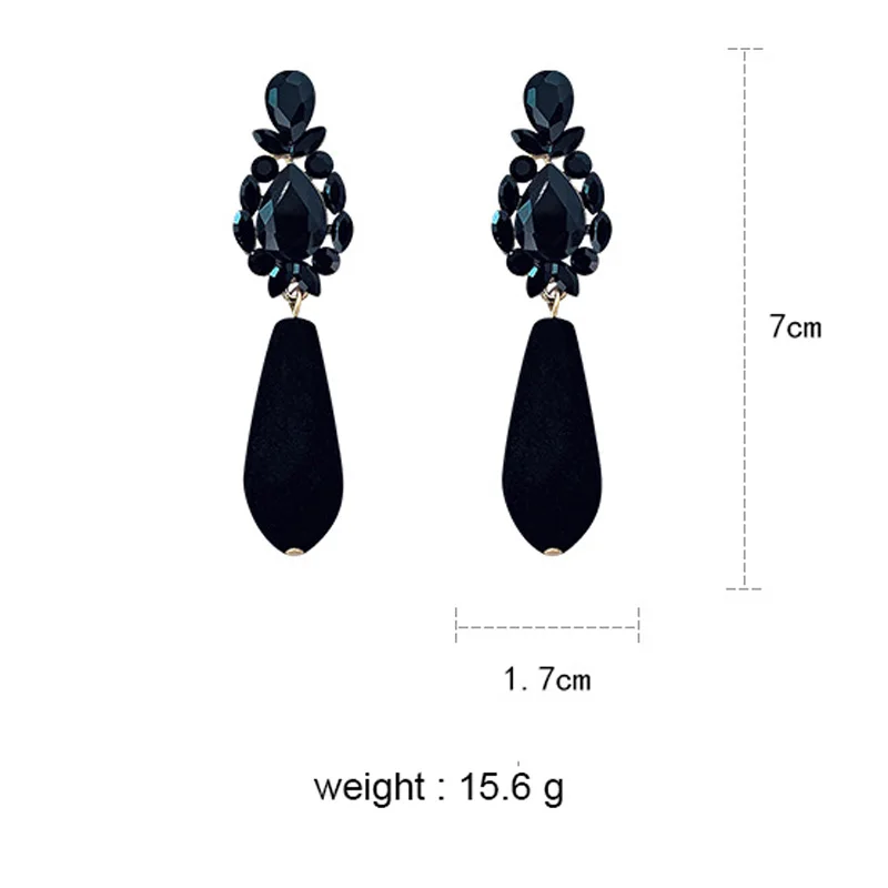 

USTAR Vintage Black Crystal Drop Earrings for Women Water Drop Dangle Earrings Accessories Party Wedding Jewelry Gifts