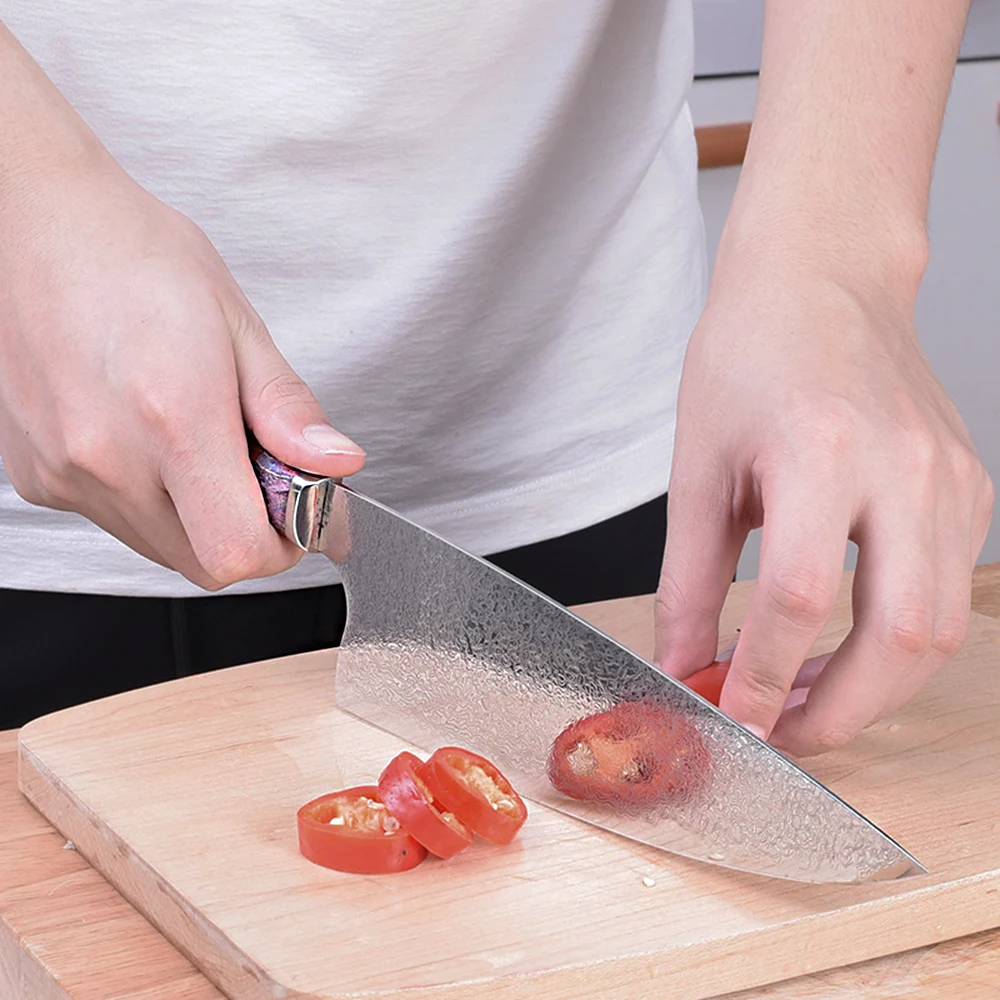 8inch Chef Kitchen Knife Forged Danascus Steel Meat Cutter Vegetable Fish Filleting Gyuto Knives Ultra Sharp with Wood Handle 36 | Дом и сад