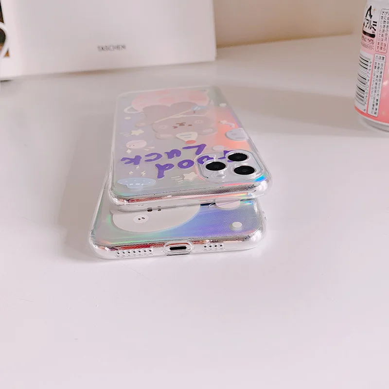 

Laser Planet Bear mobile phone case is suitable for iPhone11 12Pro Max mini X XR XSMax 8 7PluS anti-drop protective back cover