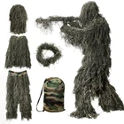 Камуфляжный военный тактический Костюм Ghillie, уличная охотничья Боевая куртка CS для стрельбы Ghillie, камуфляжная одежда для наблюдения за птицами, 5 комплектов