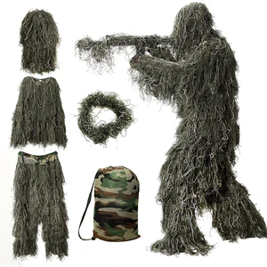 Камуфляжный военный тактический Костюм Ghillie, уличная охотничья Боевая куртка CS для стрельбы Ghillie, камуфляжная одежда для наблюдения за птицами, 5 комплектов