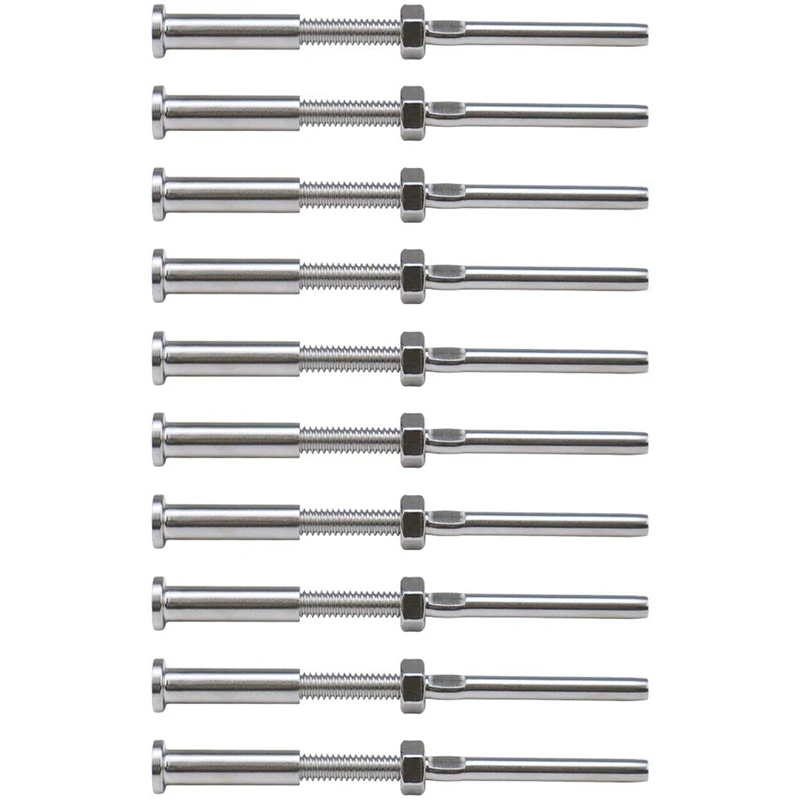 

Stemball Swage and Invisible Hex Head Threaded Stud Tension End Fitting Terminal Combination Pack for 1/8 Inch Cable Railing Kit