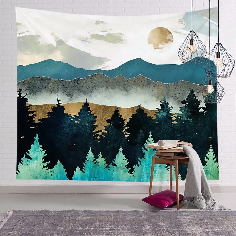 

Landscape tapestry custom square hanging cloth Nordic bedside background cloth home decoration fabric
