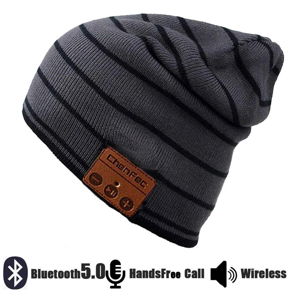 Красный Новинка, беспроводная Bluetooth гарнитура, шапка, вязаная, Bluetooth 5,0, шапка, наушники, теплые зимние шапки, музыкальные наушники, лучший рождественский подарок - Цвет: Красный