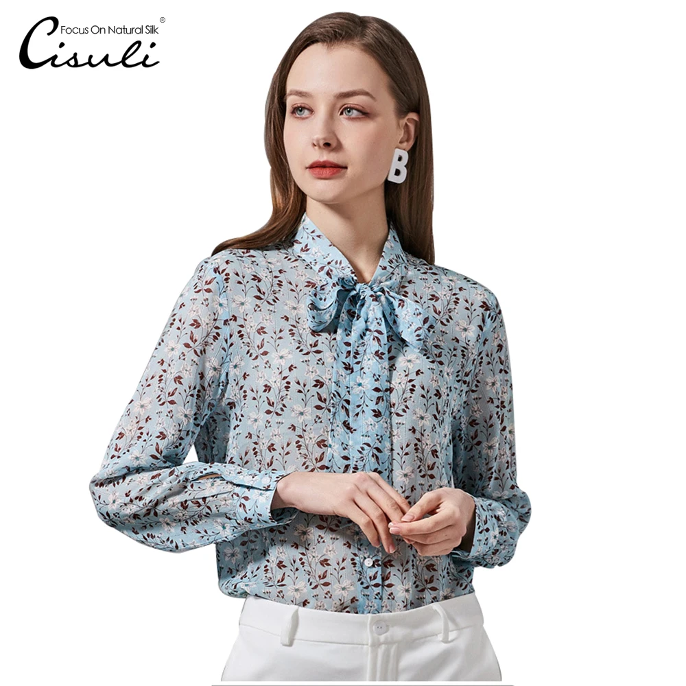 

Шифоновая рубашка CISULI 100% из чистого шелка, летняя Офисная Женская рубашка, крутая дышащая