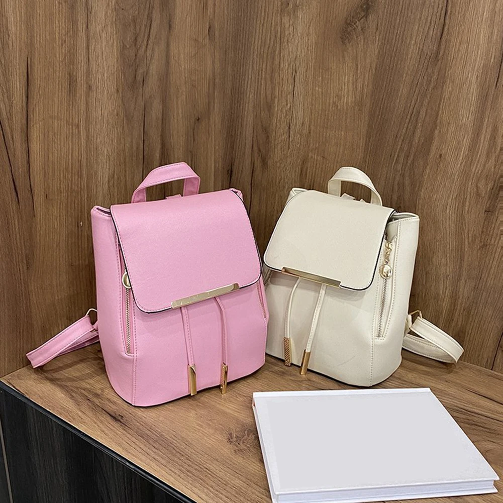

2021 New Fashion PU Leather Women Backpack Knapsack Preppy Style School Bags Casual Solid Ladies Drawstring Handbags Rucksacks