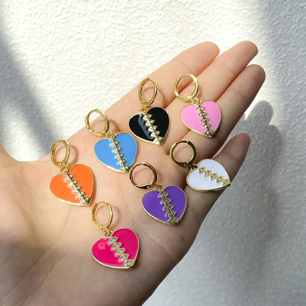 

Beauty Layer New Fashion Heart Drop Earrings Women's Tooth Mark Zircon Alloy Earring 2021 Trend Party Gift Jewelry Dropshipping
