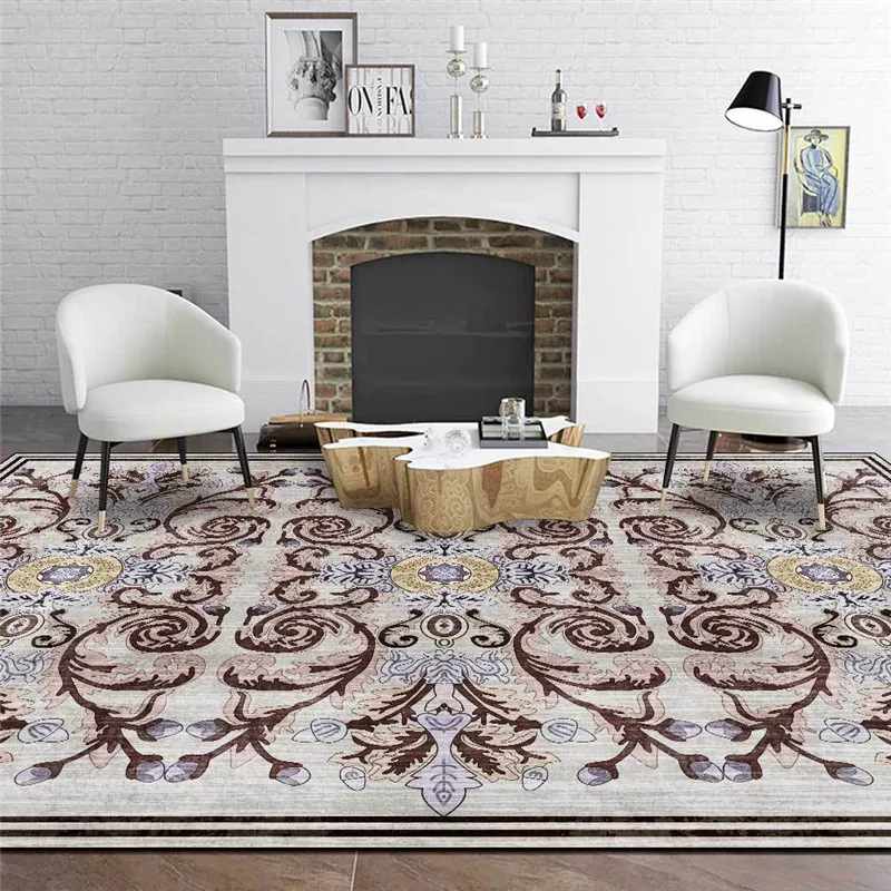 

European-Style Flower Rug-Style Retro Gray Ethnic-Style Carpet Living Room Bedroom Bed Blanket Bath Mat