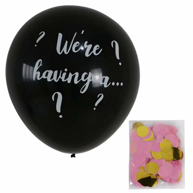 

36 Inch Black Gender Reveal Balloon Boy or Girl Gender Reveal Party Latex Balloons Baby Decorations Confetti Balloon Supplies