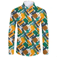 ifpd eu size fashion button shirts 3d print color paint pattern hawaiian shirts unisex long sleeve tops hip hop streetwear 6xl