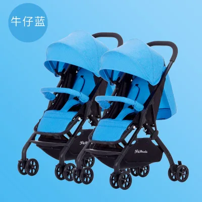 A 2 In1 Twins Baby Stroller Can Be Split Can Sit on A Reclining Double Stroller Baby Twins Trolly Four Wheel Baby Carriage - Цвет: A